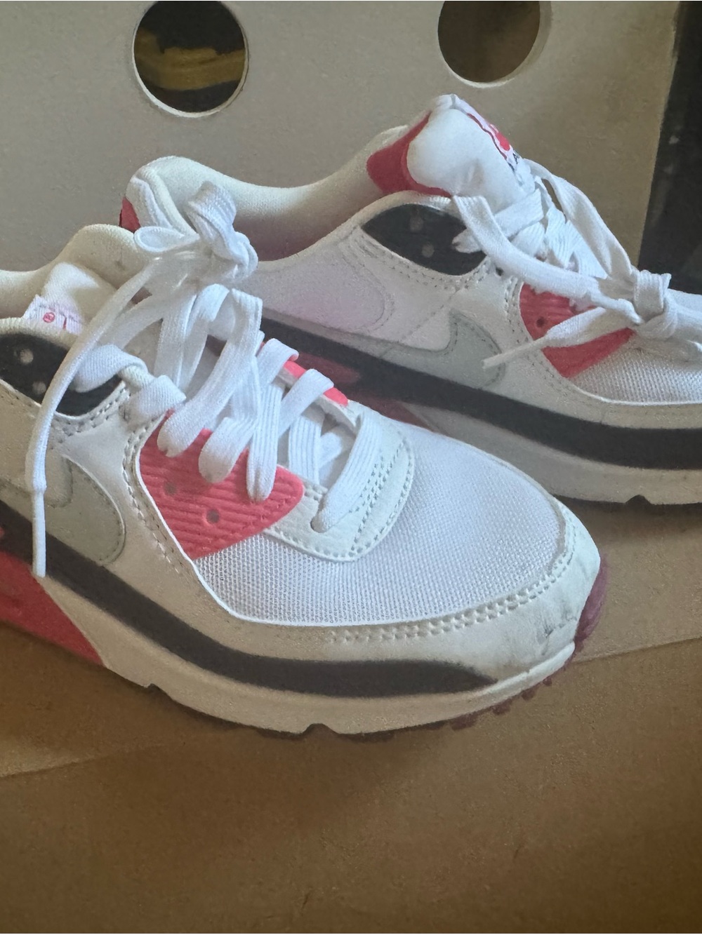 Nike White Sneakers with Pink and Black Accents